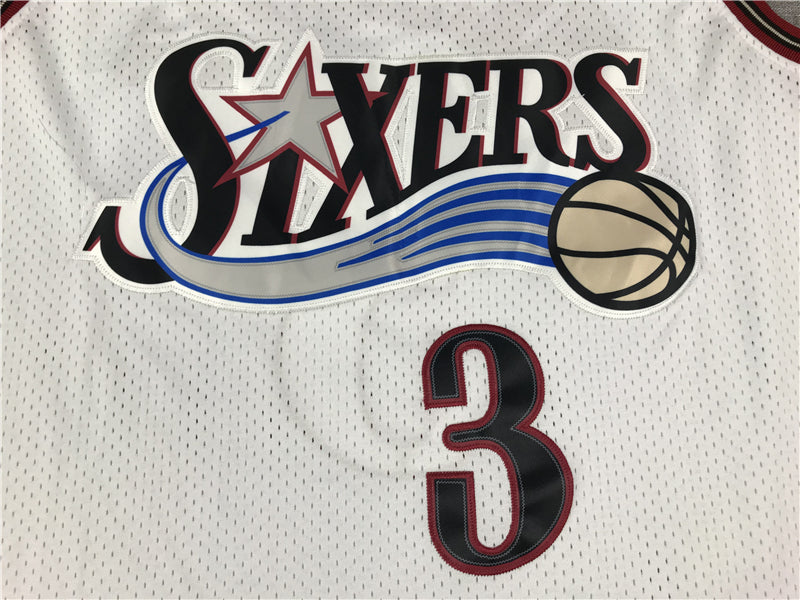 Men's Philadelphia 76ers Allen Iverson #3 White Swingman Jersey1