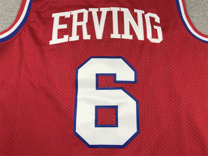 Men's Philadelphia 76ers Julius Erving #6 Red Hardwood Classics Swingman Jersey1