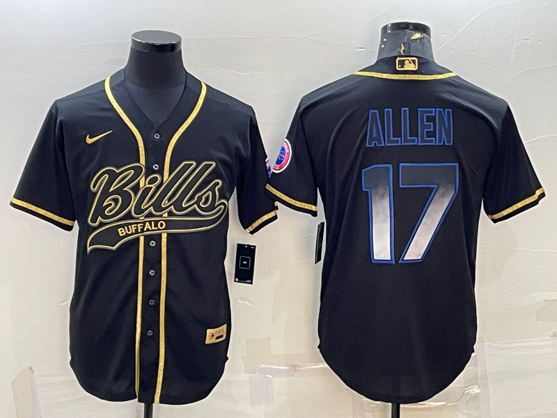 Men's Buffalo Bills Josh Allen #17 Black Game Player Jersey1 Joint Edition