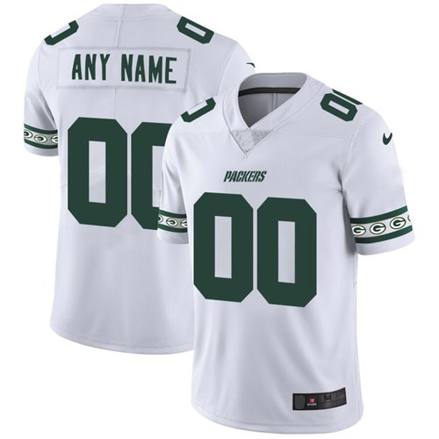 Custom1 Green Bay Packers White Team Logo Vapor Limited Jersey1 Stitched American Football Jerseys