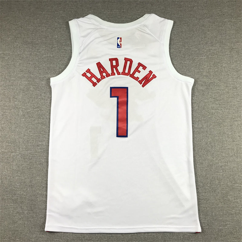Men's Philadelphia 76ers James Harden #1 White 2022/23 Swingman Jersey1 - City Edition