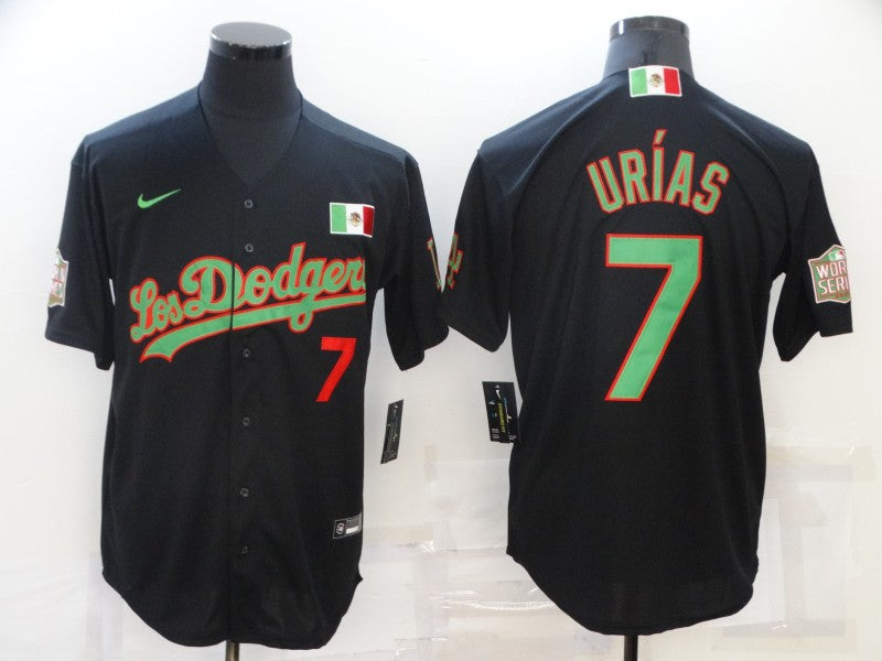Men's Los Angeles Dodgers Julio Urias #7 Black Player Game Jersey1