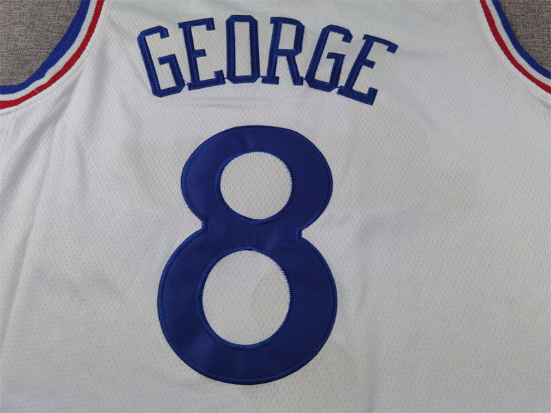 Men's Philadelphia 76ers Paul George #8 White 2024/25 Swingman Player Jersey1 - City Edition