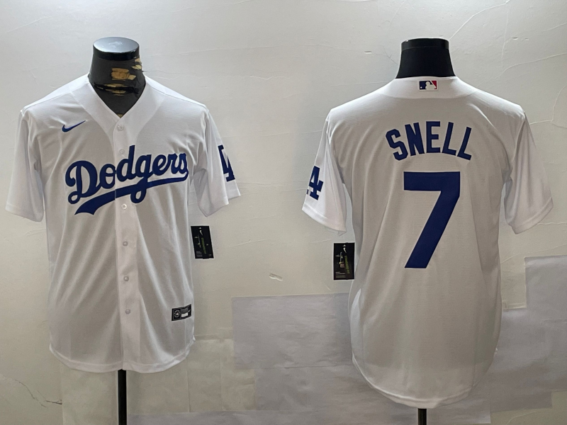 Men's Los Angeles Dodgers Blake Snell #7 White Home Replica Player Jersey1