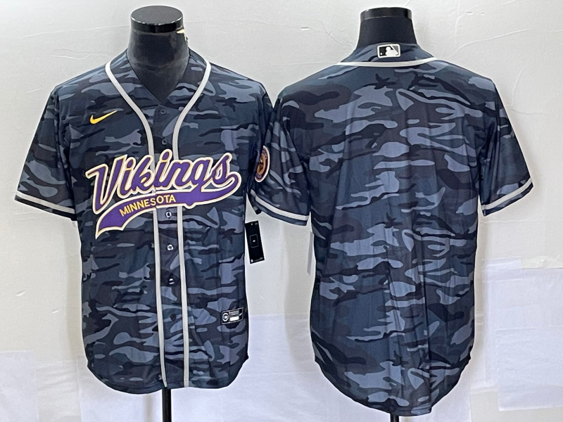 Men's Minnesota Vikings Grey Camouflage Blank Jersey1