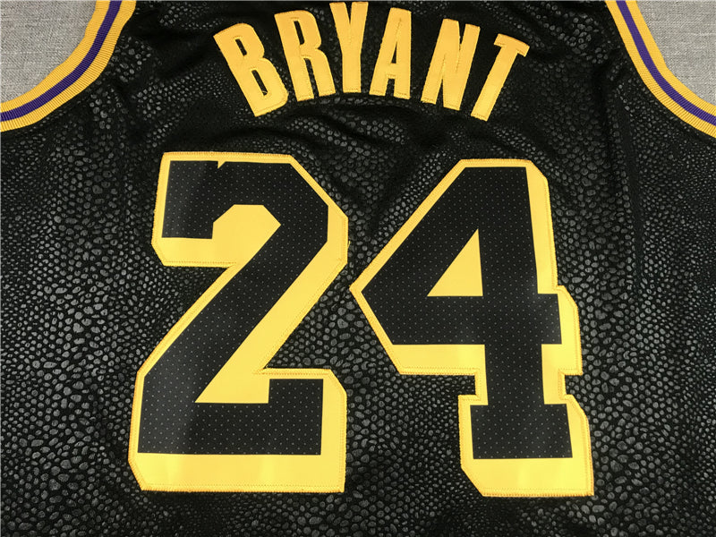 Men's Los Angeles Lakers Kobe Bryant #8-24 Black Mamba City Edition Swingman Jersey1 Black