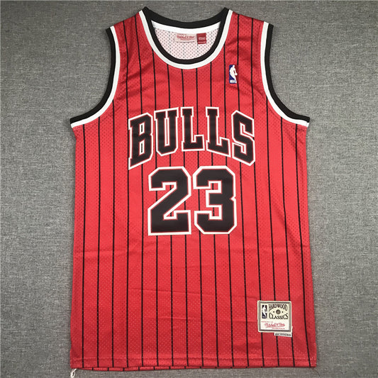 Men's Chicago Bulls Michael Jordan #23 Red Hardwood Classics Authentic Jersey1