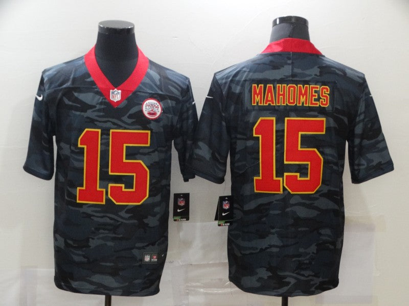 Men's Kansas City Chiefs Patrick Mahomes #15 Gray Camouflage Player Game Jersey1