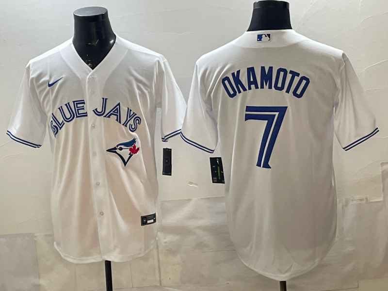 Men's Toronto Blue Jays Kazuma Okamoto #7 White Home Replica Jersey