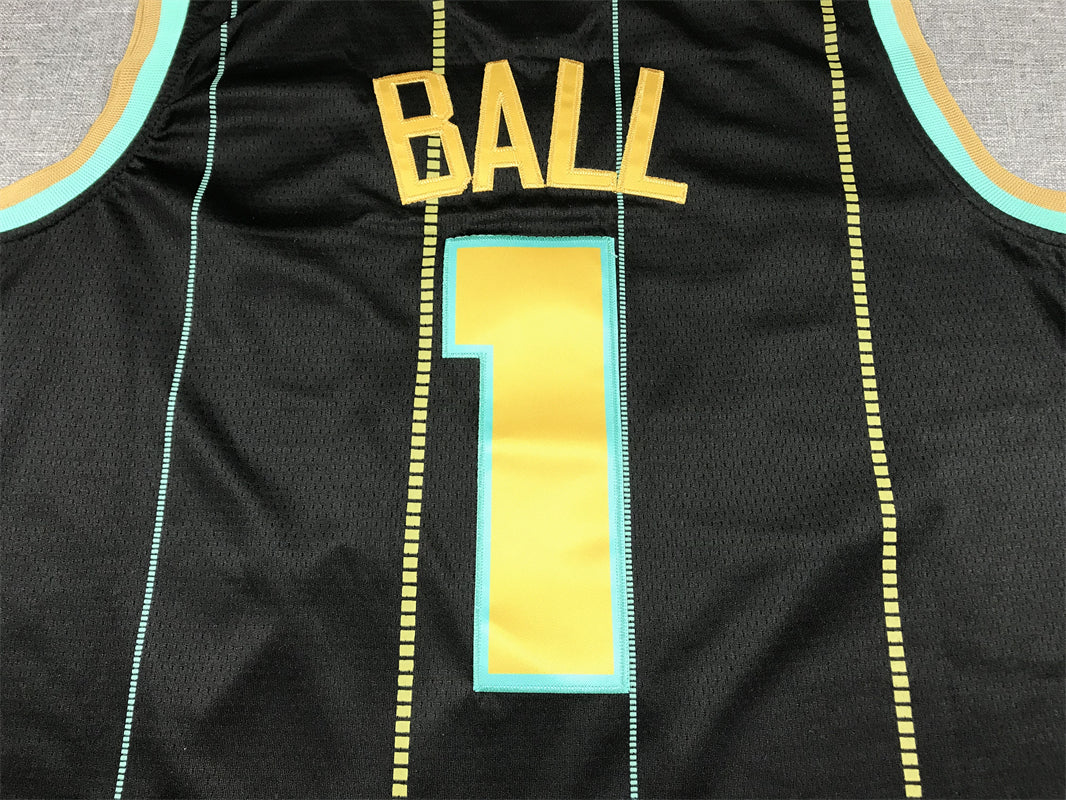 Men's Charlotte Hornets LaMelo Ball #1 Black 2022/23 Swingman jersey1 - City Edition