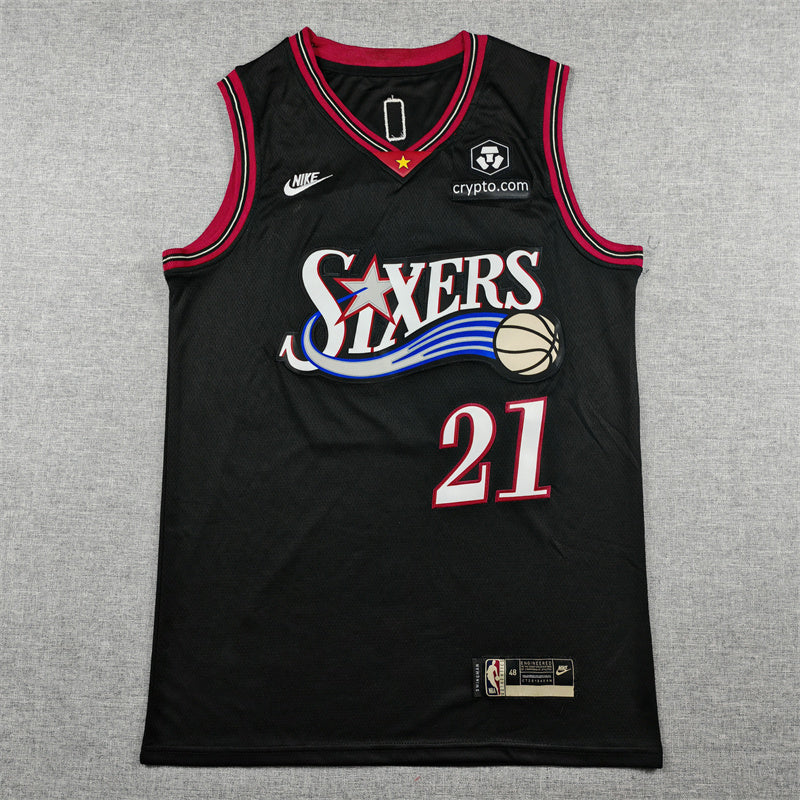 Men's Philadelphia 76ers Joel Embiid #21 Black Swingman Jersey - Classic Edition