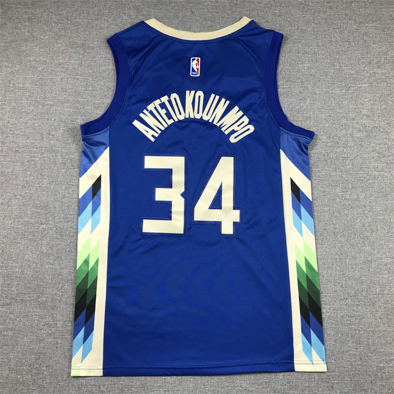 Men's Milwaukee Bucks Giannis Antetokounmpo #34 Royal 2022/23 Swingman Jersey1 - City Edition