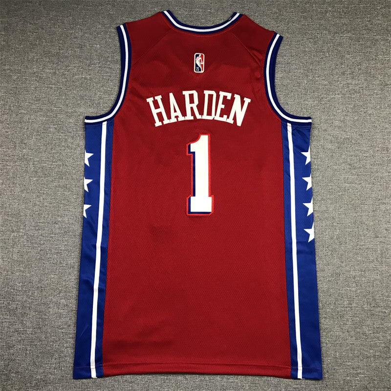 Men's Philadelphia 76ers James Harden Red Fastbreak Replica Player Jersey1