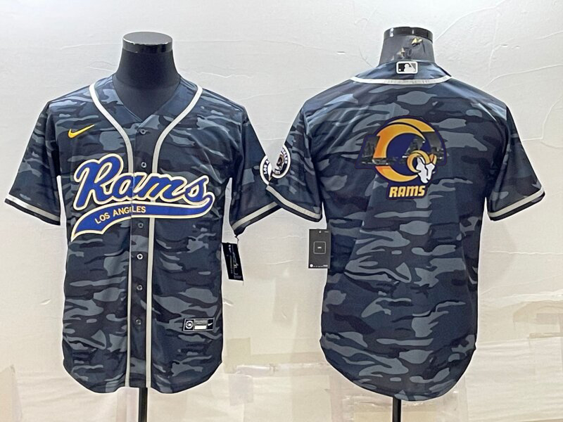 Men's Los Angeles Rams Grey Camouflage Game Jersey1