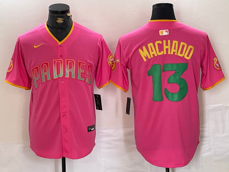 Men's San Diego Padres Manny Machado #13 Pink Replica Player Jersey1