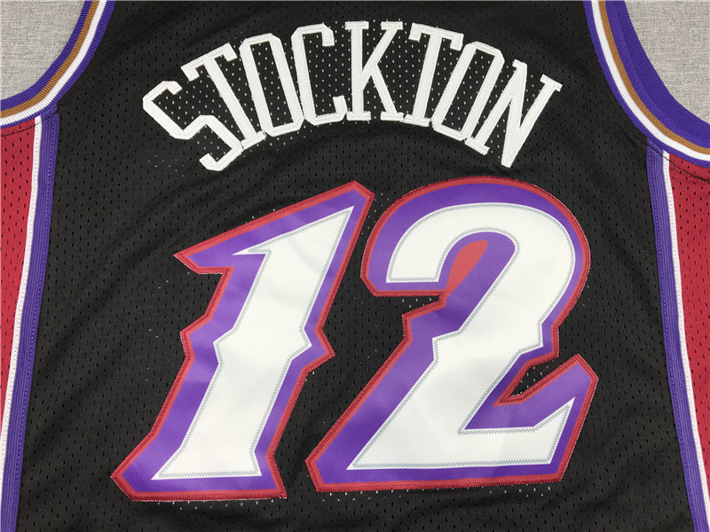 Men's Utah Jazz John Stockton Black 1998-99 Hardwood Classics Swingman Jersey1