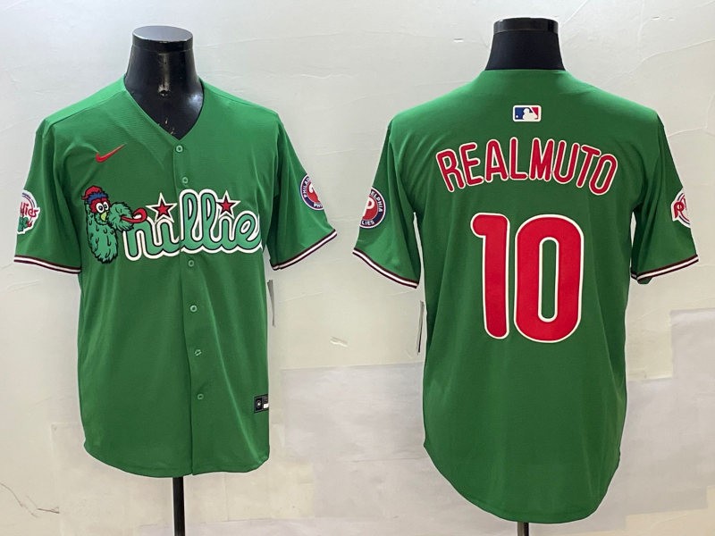 Men's Philadelphia Phillies JT Realmuto #10 Green Replica Team Jersey1