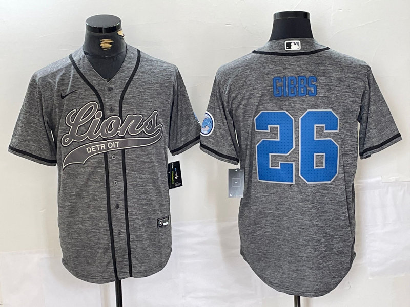 Men's Detroit Lions Jahmyr Gibbs #26 Gray Player Jersey1