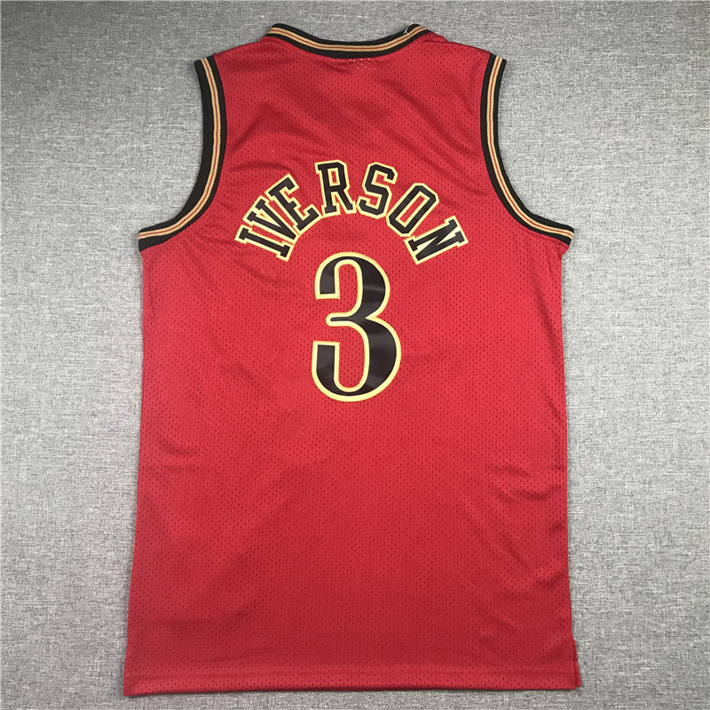 Men's Philadelphia 76ers Allen Iverson Red Hardwood Classics Swingman Jersey1