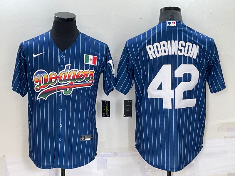 Men's Los Angeles Dodgers Jackie Robinson #42 Blue Fashion Stitched Jersey1