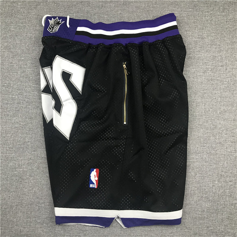 Men's Sacramento Kings 1998-99 Black Hardwood Classics Basketball Shorts1