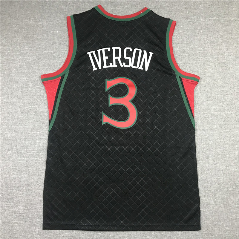 Men's Philadelphia 76ers Allen Iverson Black 1996-97 Hardwood Classics Jersey1