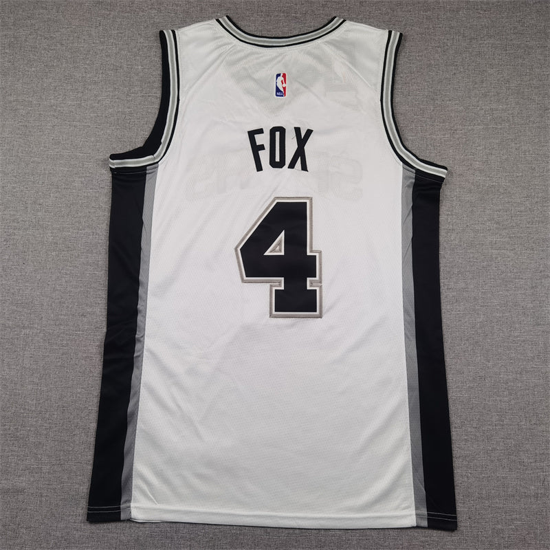 Men's San Antonio Spurs De'Aaron Fox #4 White Swingman Jersey1 - Association Edition