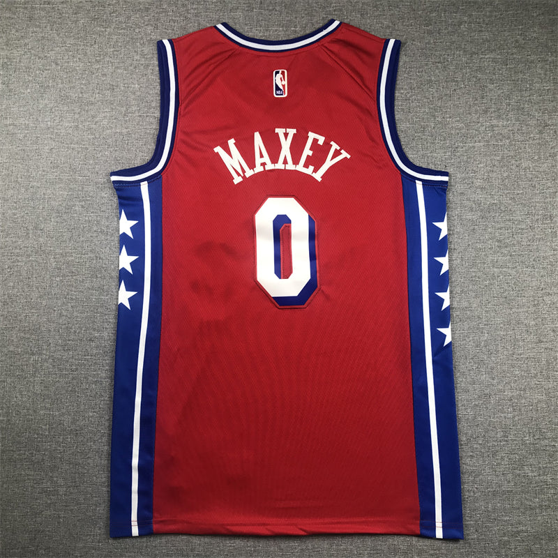 Men's Philadelphia 76ers Tyrese Maxey Red Fastbreak Replica Player Jersey1