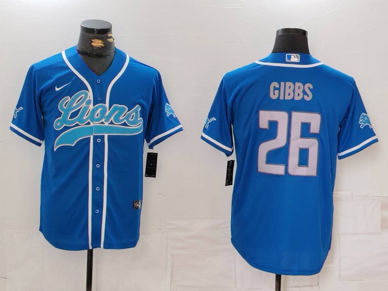 Men's Detroit Lions Jahmyr Gibbs #26 Blue Player Jersey1