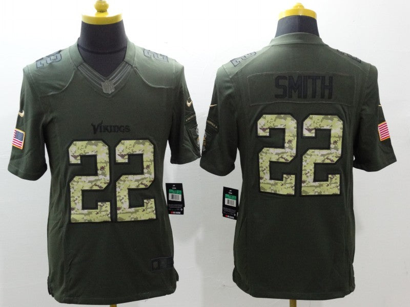 Men's Minnesota Vikings Harrison Smith #22 Army Green Game Jersey1