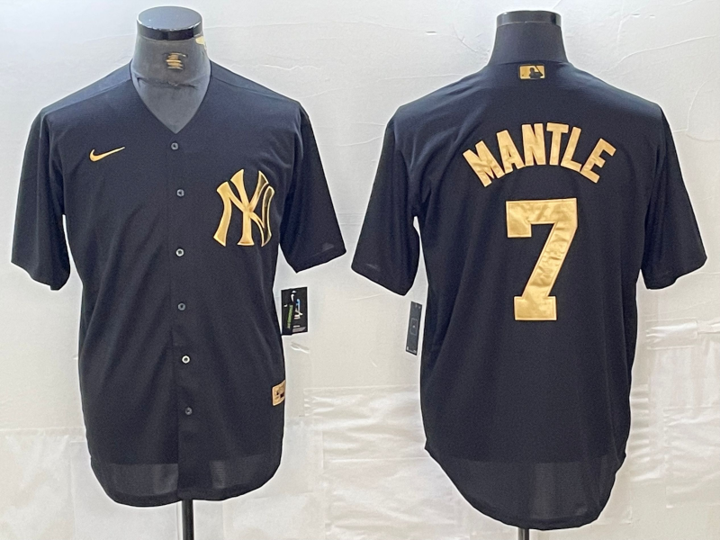 Men's New York Yankees Mickey Mantle #7 Black Limited Player Jersey1