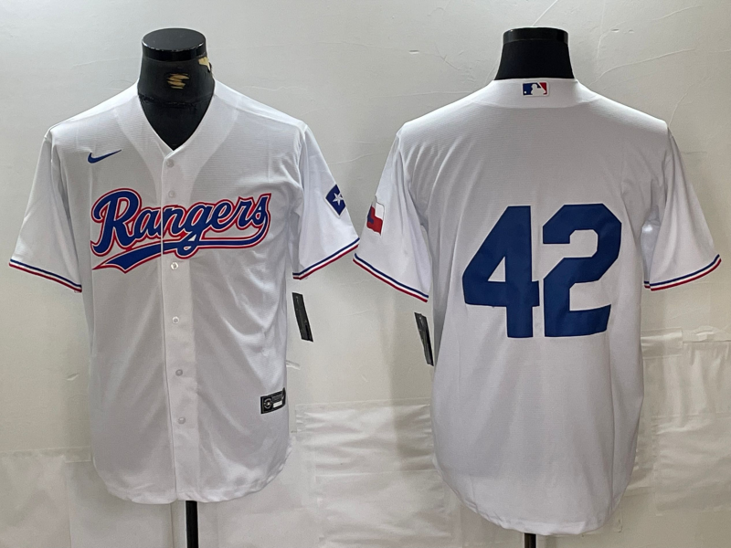 Men's Texas Rangers #42 White 2024 Jackie Robinson Day Home Limited Jersey1