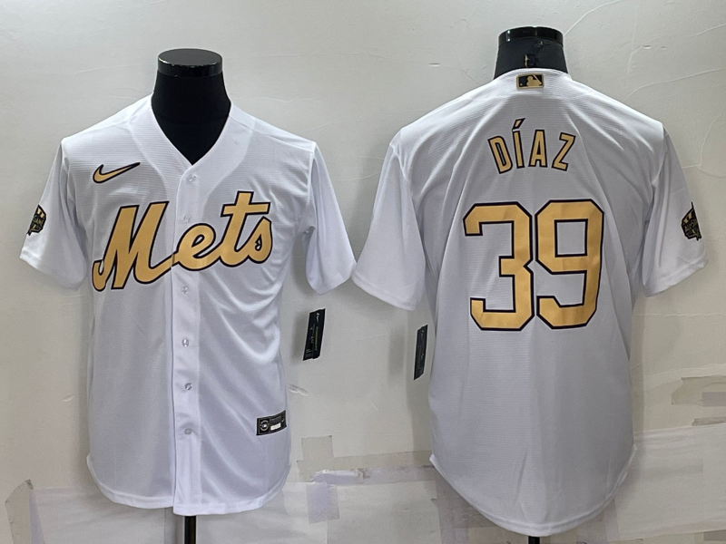 Men's New York Mets Edwin Diaz #39 White Replica Player Jersey1