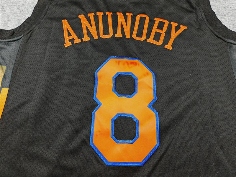 Men's New York Knicks OG Anunoby #8 Black Swingman Jersey - Statement Edition