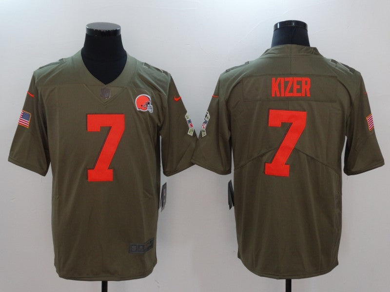 Men's Cleveland Browns DeShone Kizer #7 Olive Game Jersey1