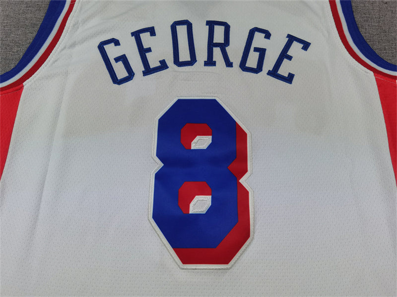Men's Philadelphia 76ers Paul George #8 White Swingman Jersey1 - Association Edition