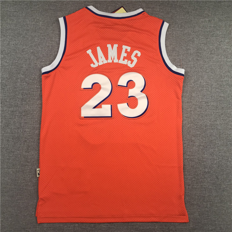 Men's Cleveland Cavaliers LeBron James Orange Hardwood Classics Swingman Jersey1
