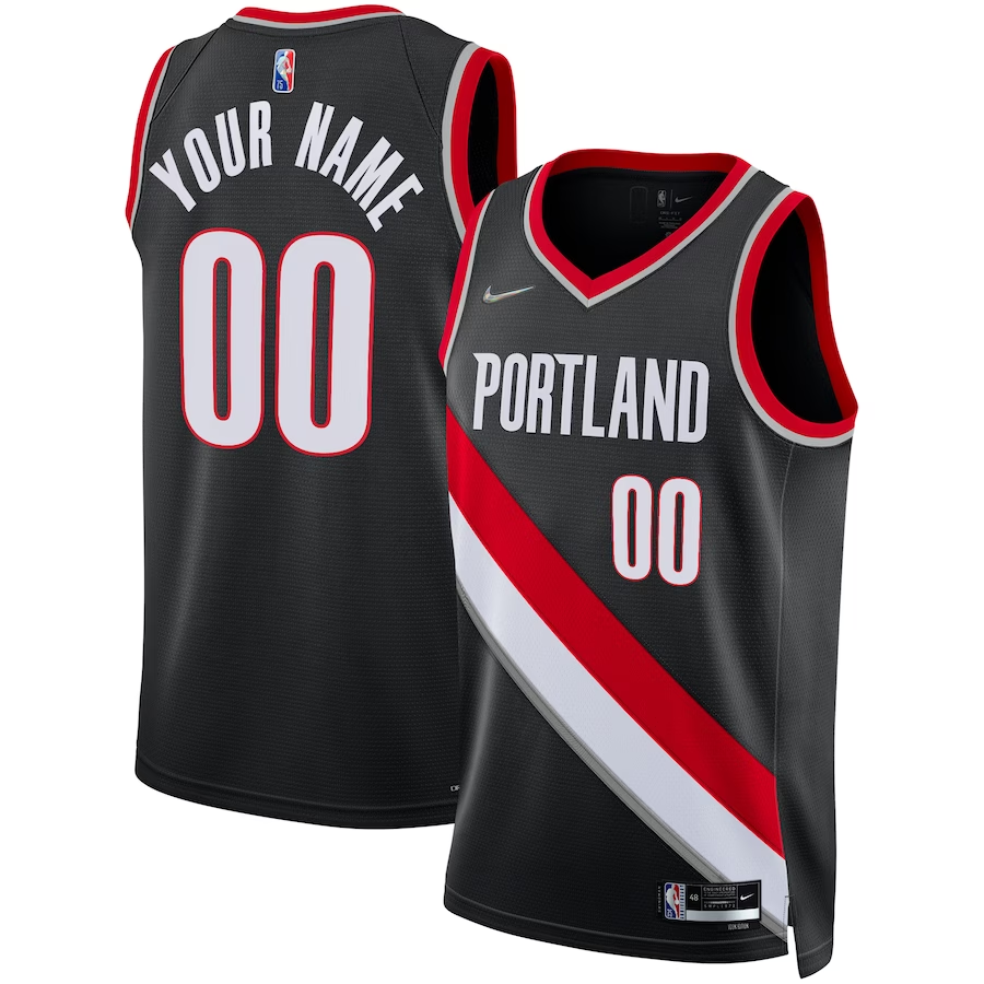 Men's Portland Trail Blazers Black 2021/22 Diamond Swingman Custom Jersey1 - Icon Edition