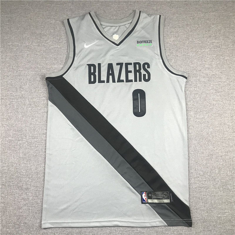 Men's Portland Trail Blazers Damian Lillard #0 NBA Gray Swingman Jersey1