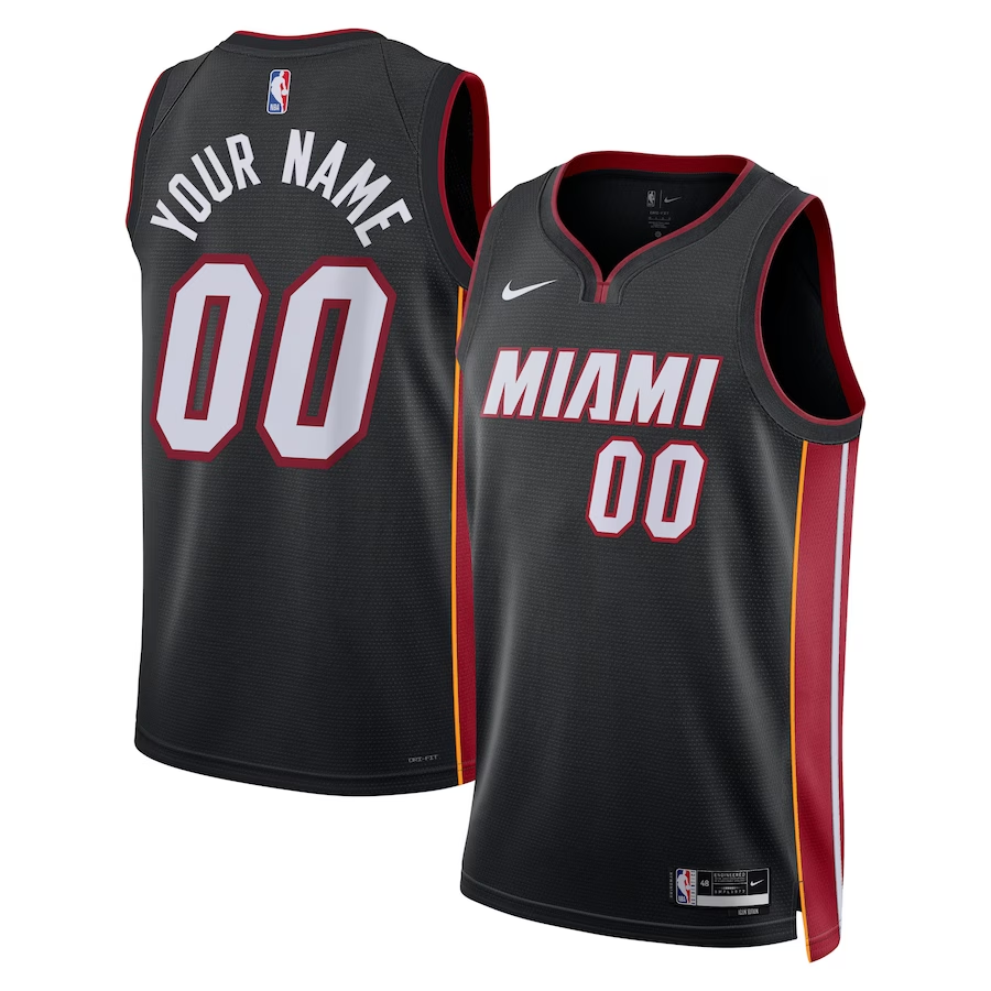 Men's Miami Heat Custom Black Swingman Jersey1 - Icon Edition