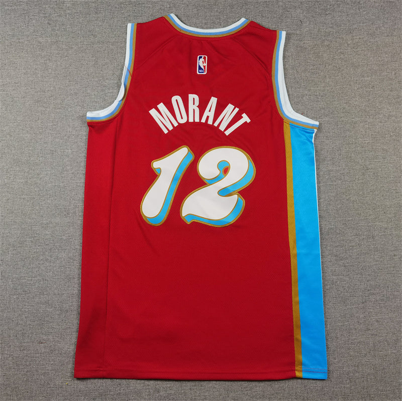 Men's Memphis Grizzlies Ja Morant #12 Red 2024/25 Swingman Player Jersey1 - City Edition