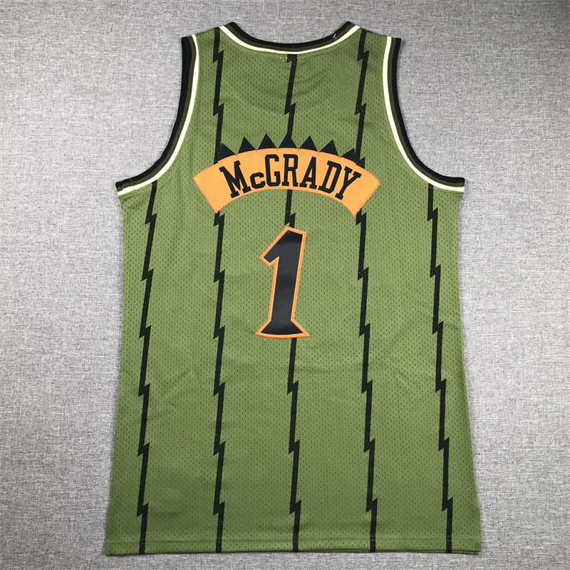 Men's Toronto Raptors Tracy McGrady #1 Army Green 1998-99 Hardwood Classics Swingman Jersey1