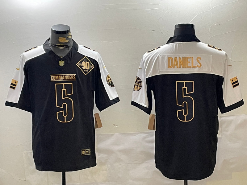 Men's Washington Commanders Jayden Daniels #5 Black Game Player Jersey1
