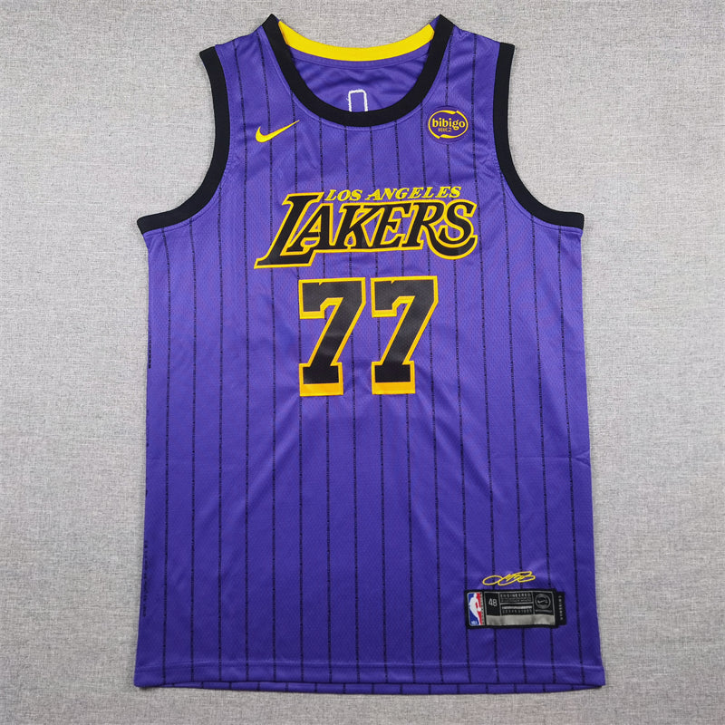 Men's Los Angeles Lakers Luka Doncic #77 Purple Swingman Jersey