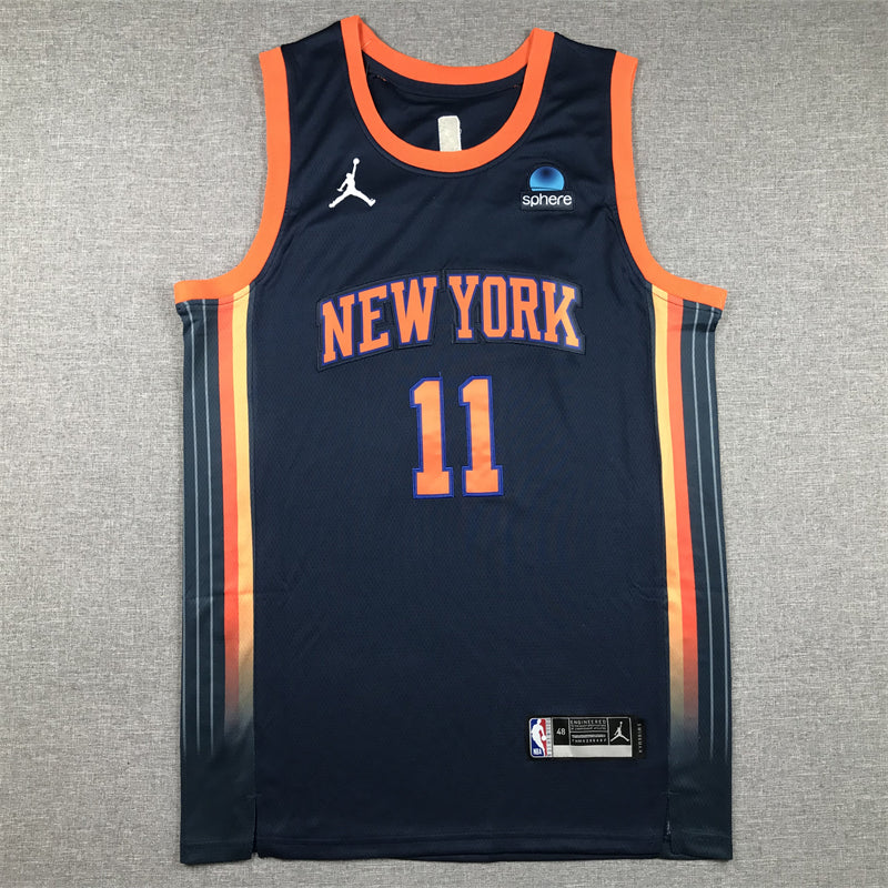 Men's New York Knicks Jalen Brunson #11 Navy Game Jersey - Statement Edition