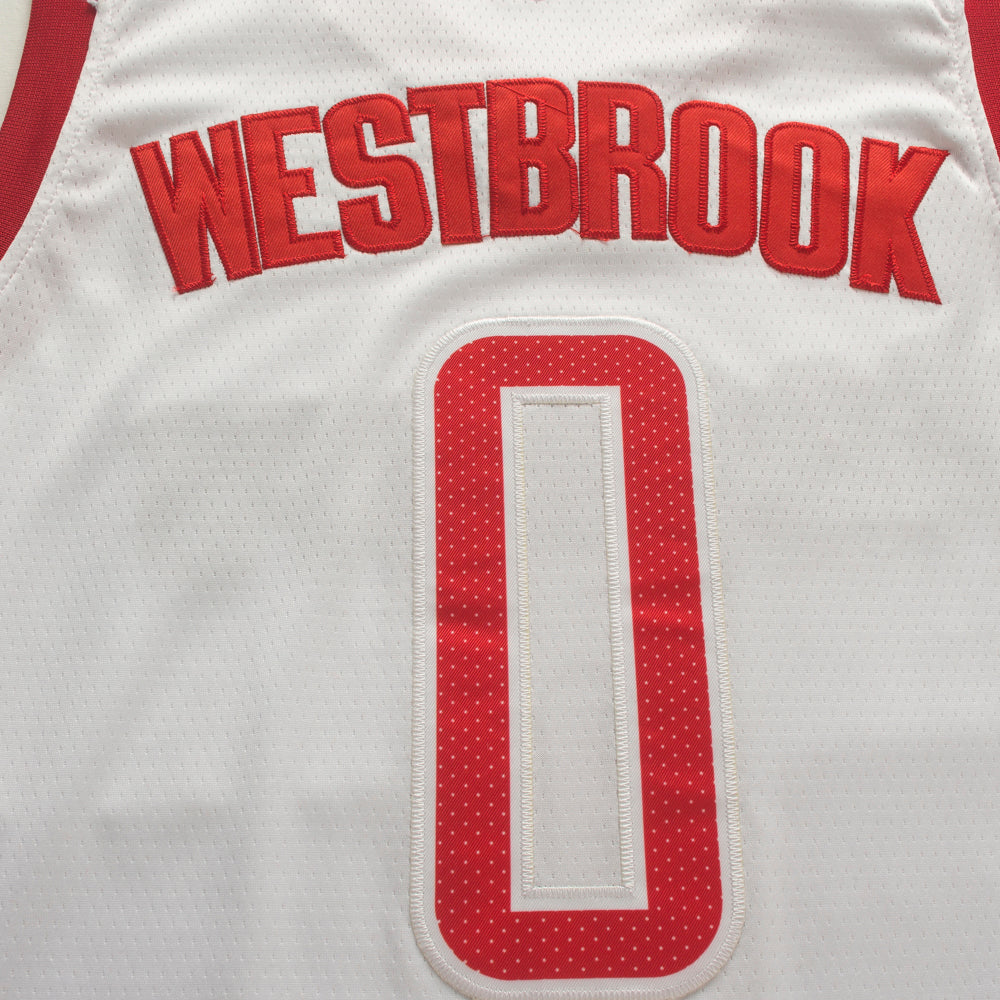 Men's Houston Rockets Russell Westbrook #0 NBA White Classics Swingman Player Jersey1