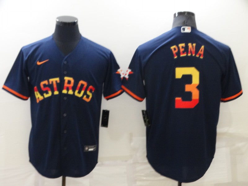 Men's Houston Astros Jeremy Pena #3 Navy Replica Player Jersey1