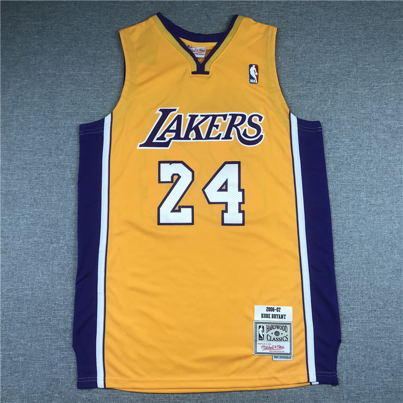 Men's Los Angeles Lakers Kobe Bryant #24 Yellow Swingman Player Jersey1