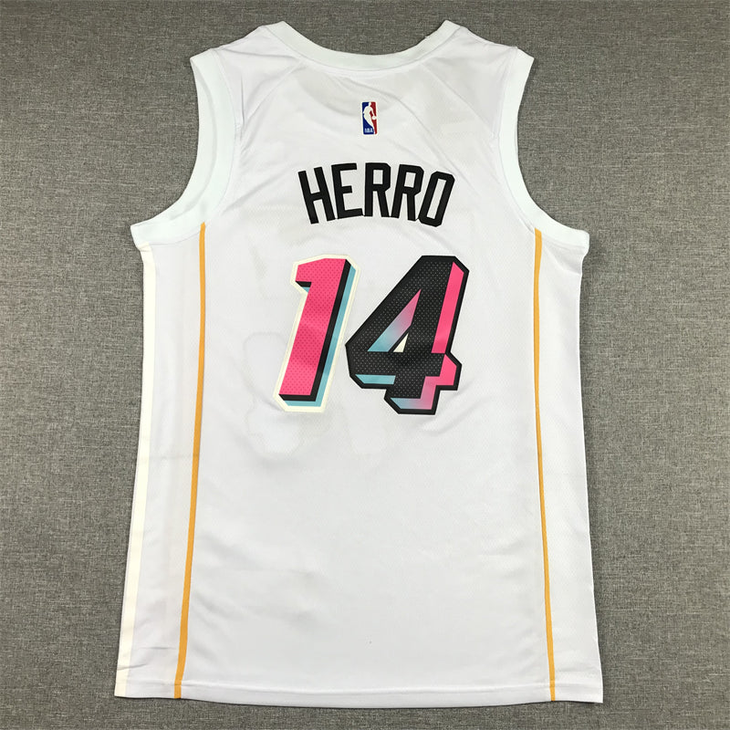 Men's Miami Heat Tyler Herro #14 White 2022/23 Fastbreak Jersey1 - City Edition