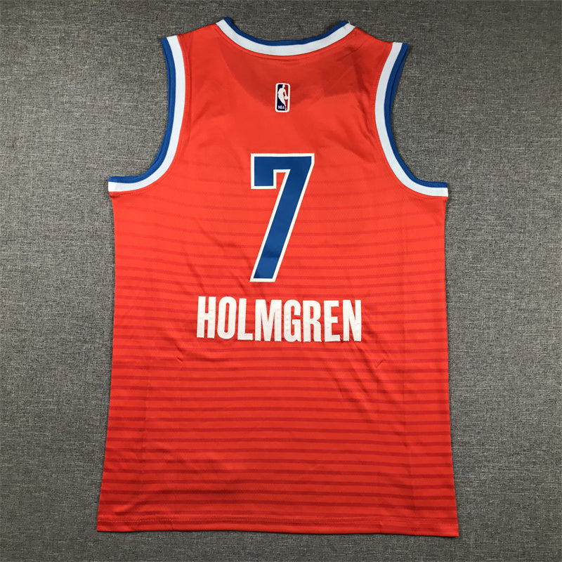 Men's Oklahoma City Thunder Chet Holmgren #7 Orange 2022/23 Swingman Jersey1 - Statement Edition